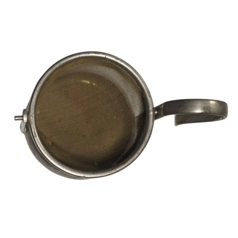 Vintage Silver Tone Swivel Over Cup Tea Strainer with Drip Cup Base 2.5 Inch